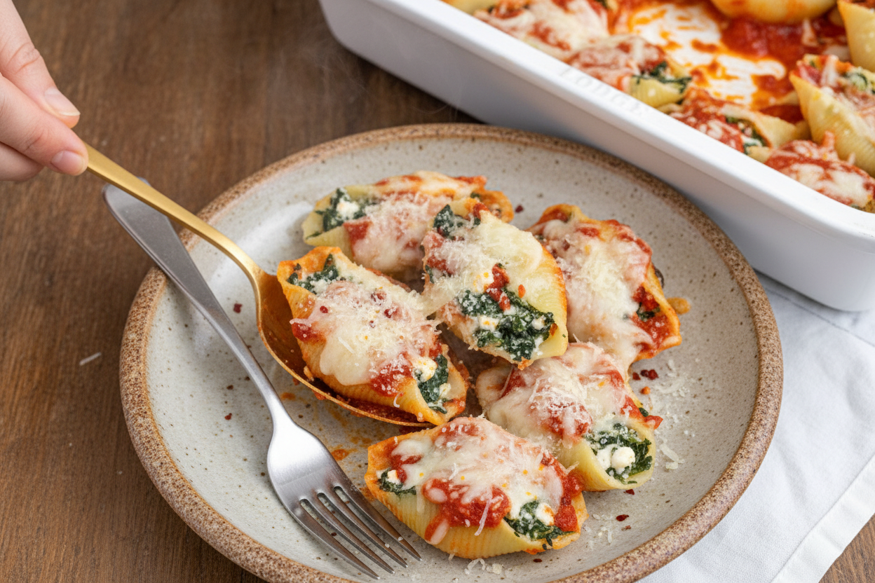 Spinach Stuffed Shells without Ricotta Cheese - The Schmidty Wife