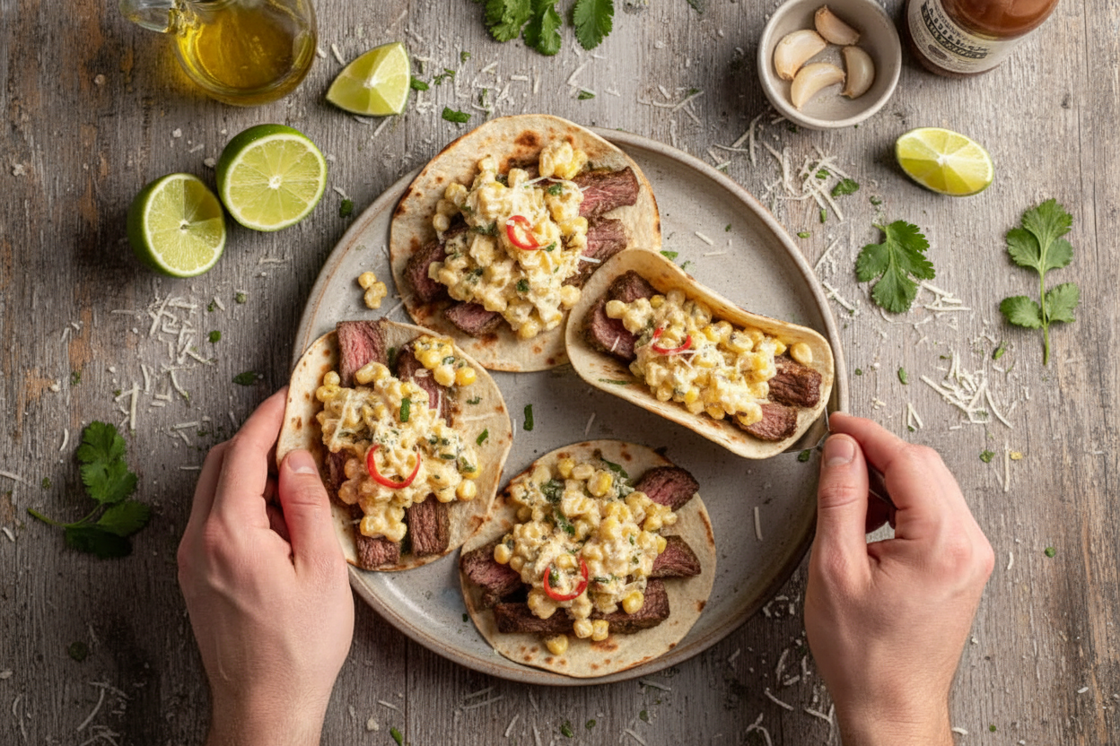 Steak and Elote (Street Corn) Tacos - The Schmidty Wife