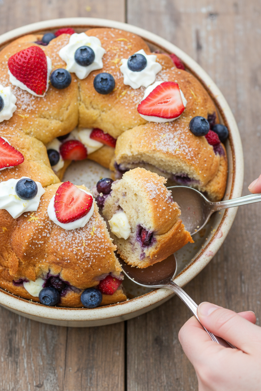 Strawberry Blueberry Stuffed Monkey Bread