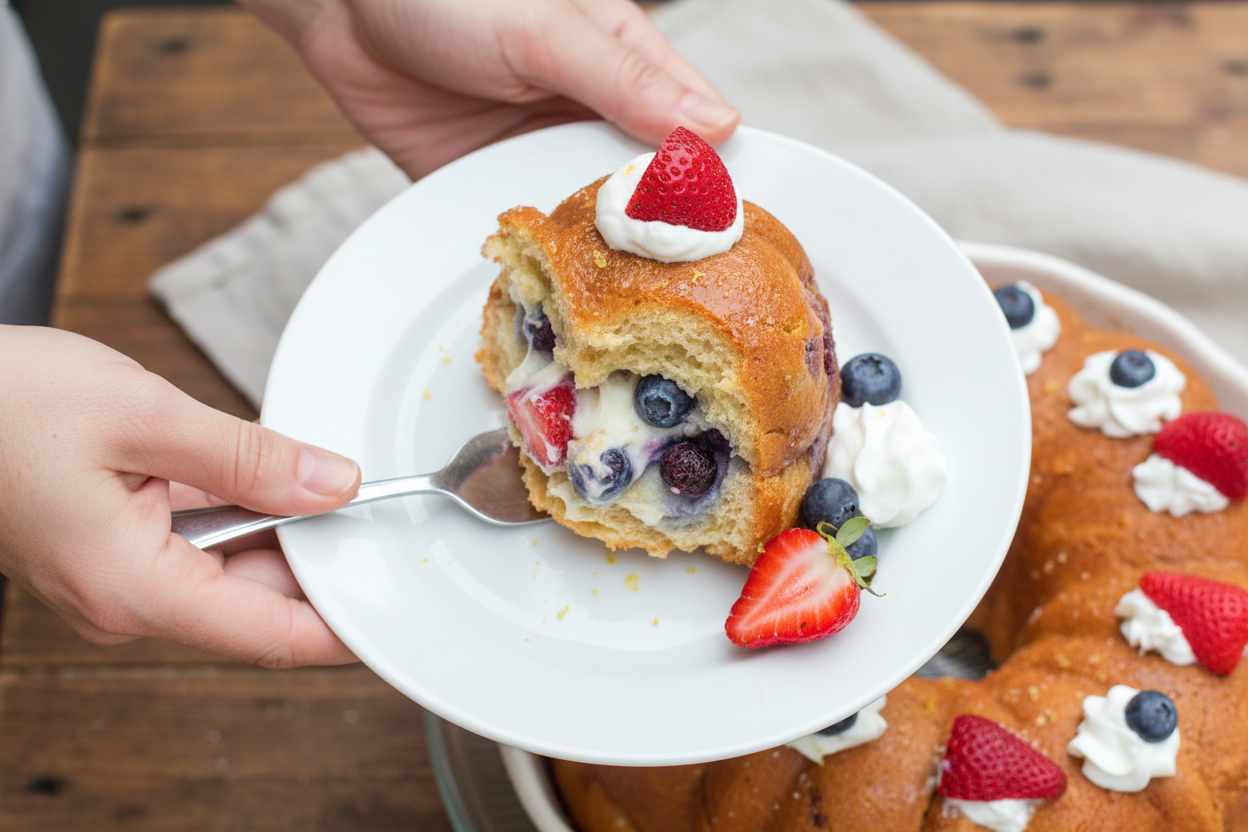 Strawberry Blueberry Stuffed Monkey Bread