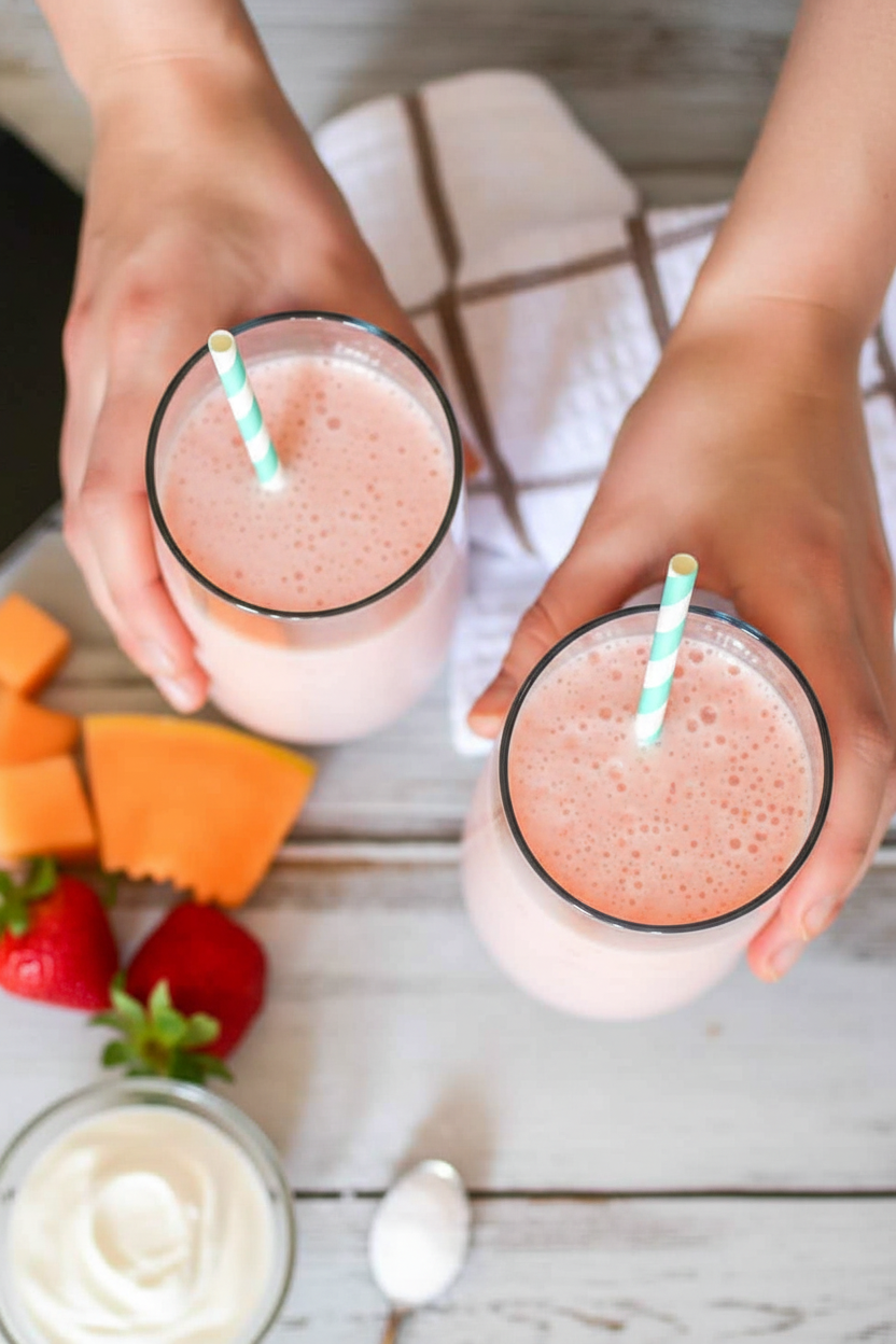 Strawberry Cantaloupe Smoothies