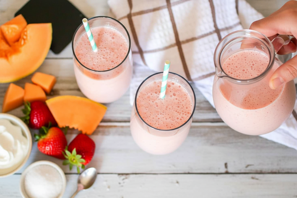 Strawberry Cantaloupe Smoothies