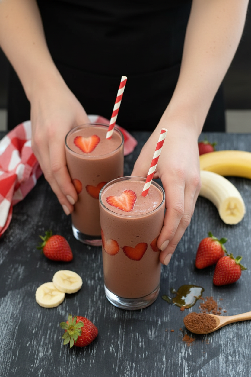 Strawberry Chocolate Sweetheart Smoothie - The Schmidty Wife