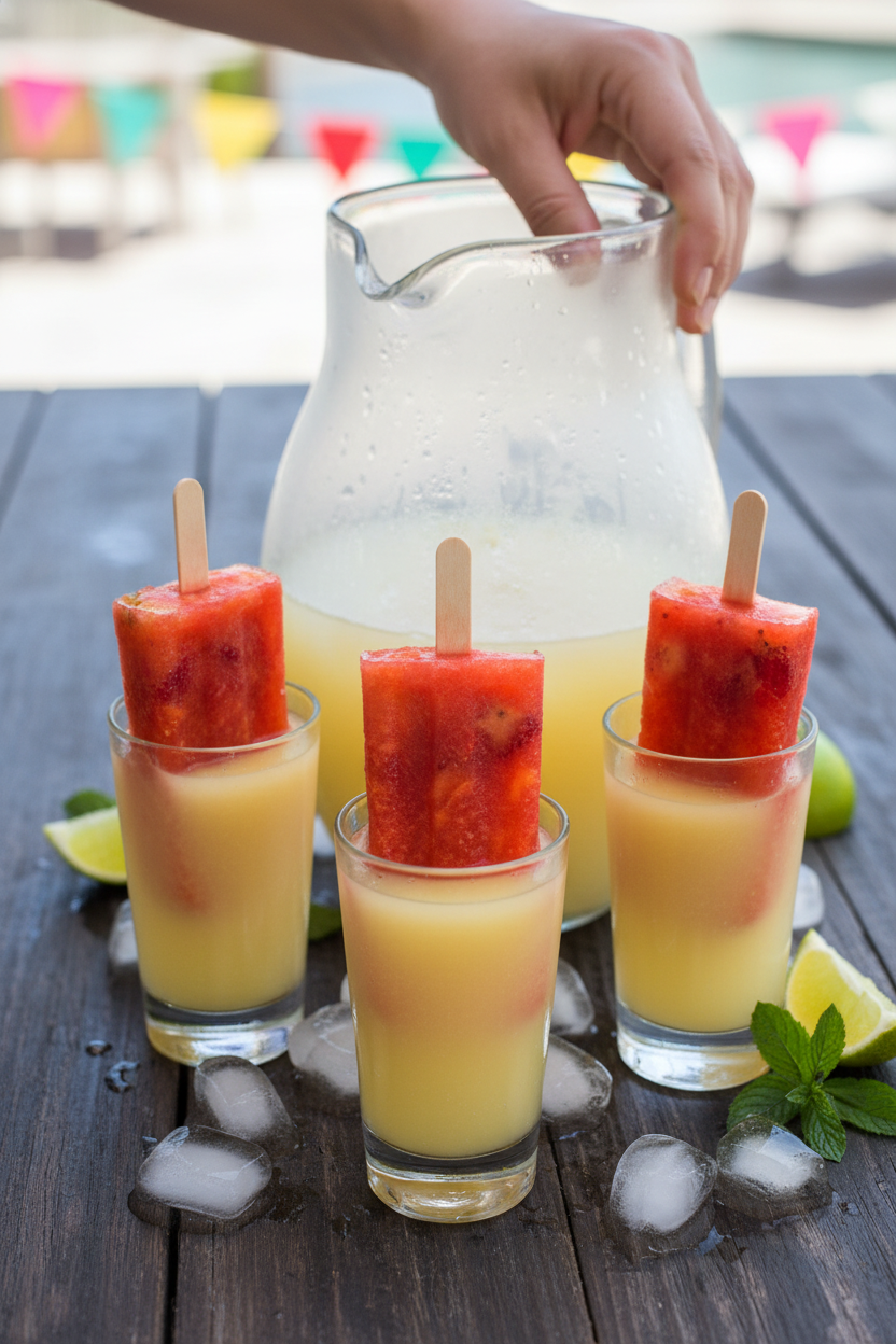 Strawberry Mango Margarita Boozy Popsicles