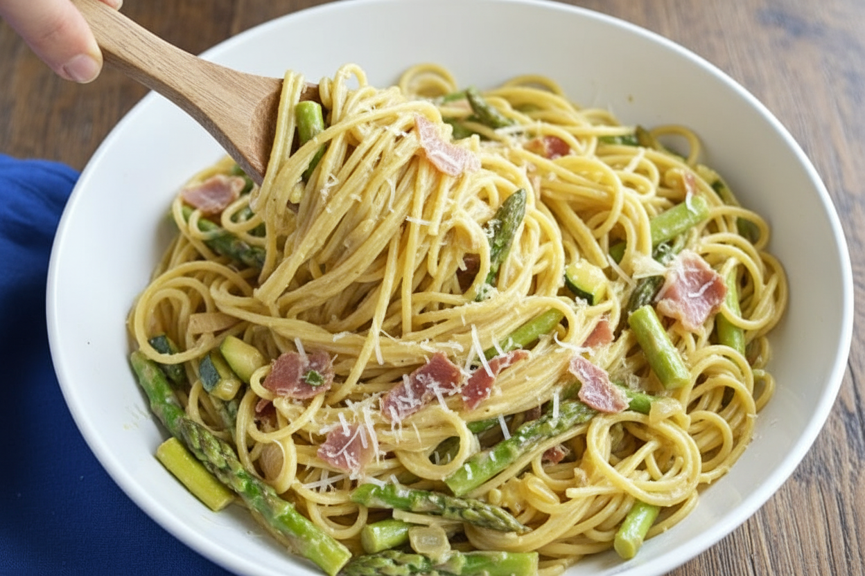 Summer Spaghetti Carbonara - The Schmidty Wife