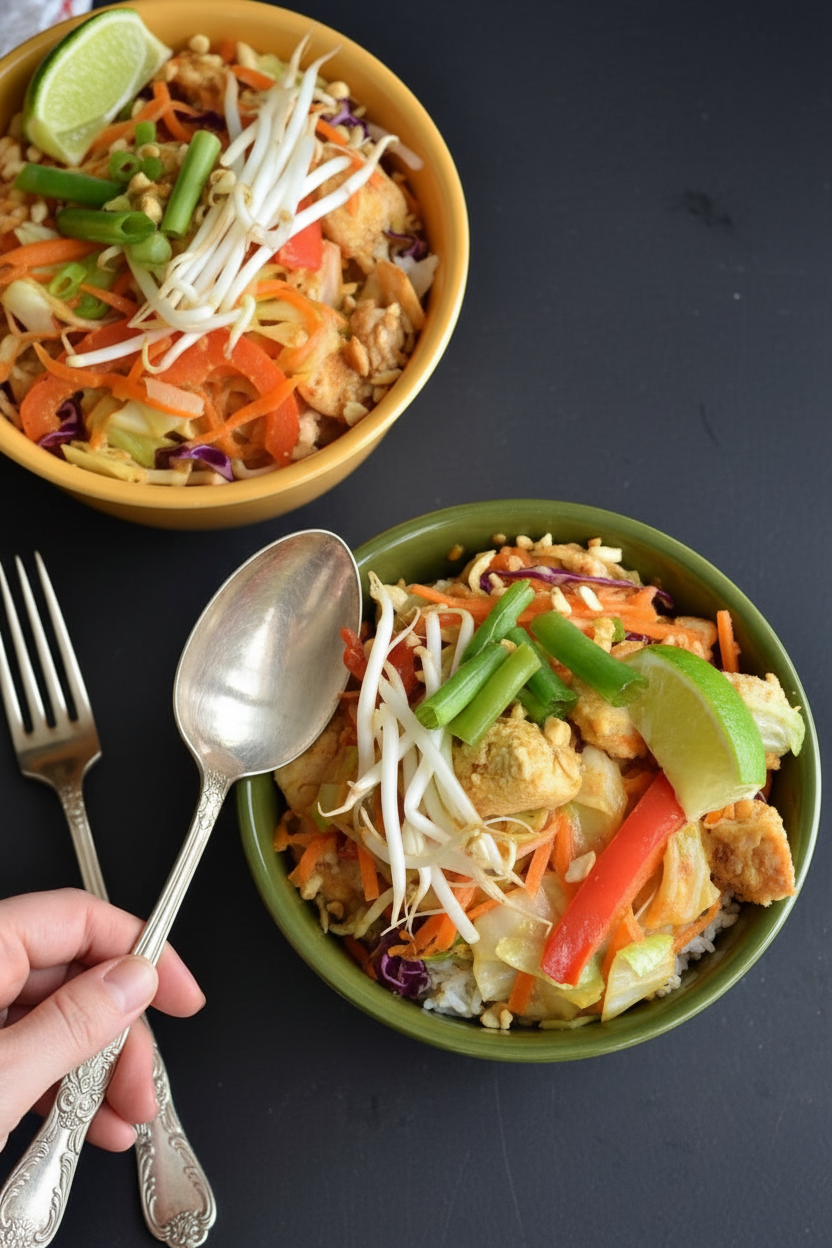 Thai Peanut Chicken & Veggie Bowls - The Schmidty Wife