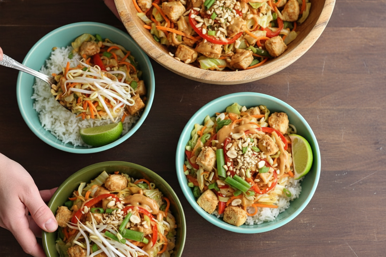 Thai Peanut Chicken & Veggie Bowls - The Schmidty Wife