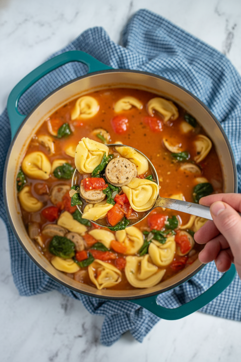 Tortellini Soup with Chicken Sausage - The Schmidty Wife