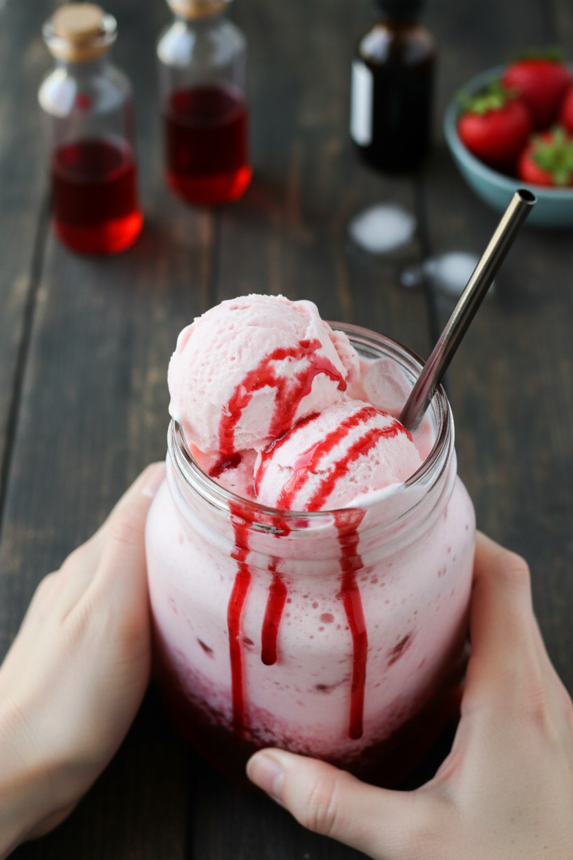 Vampire Blood Strawberry Floats 
