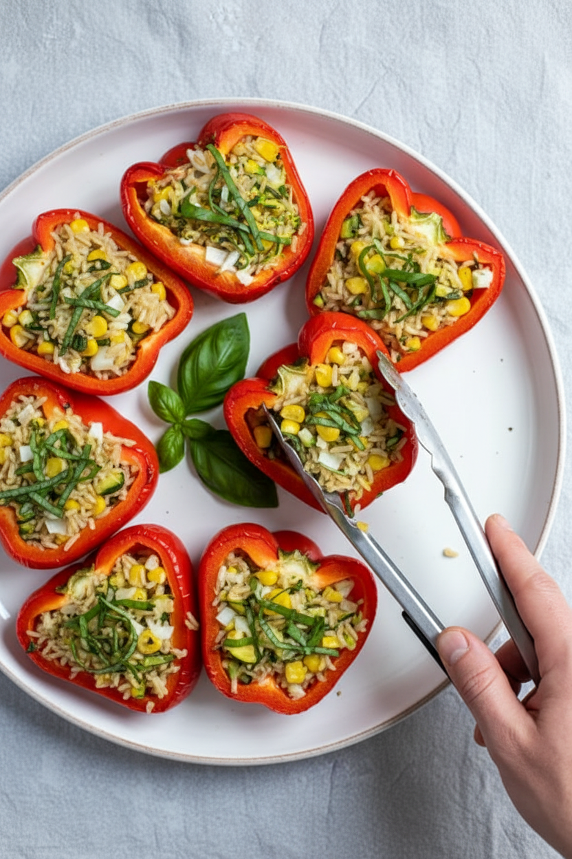 Vegetarian Stuffed Bell Peppers on the Grill - The Schmidty Wife