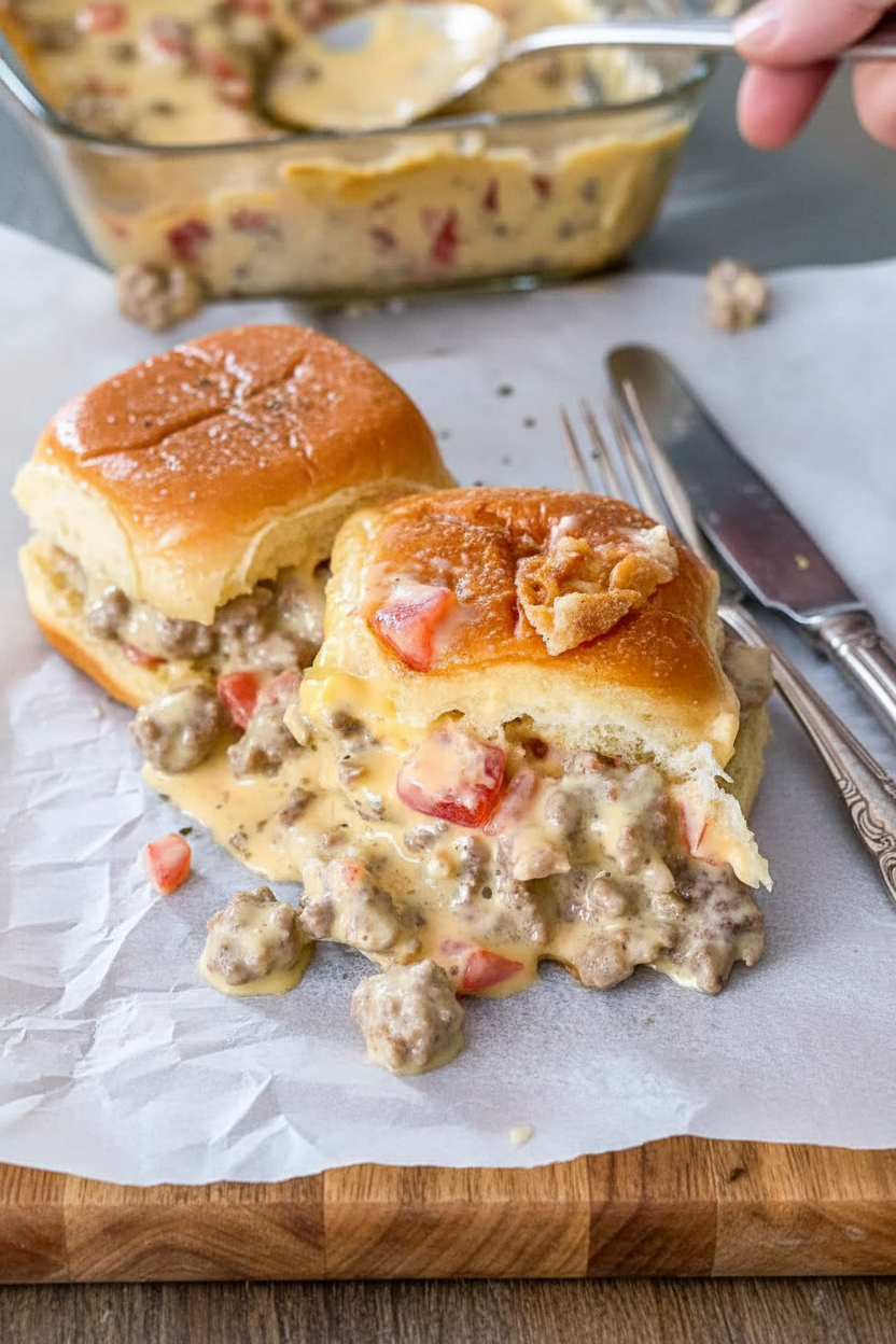 Knife and Fork Velveeta Cheeseburger Sliders