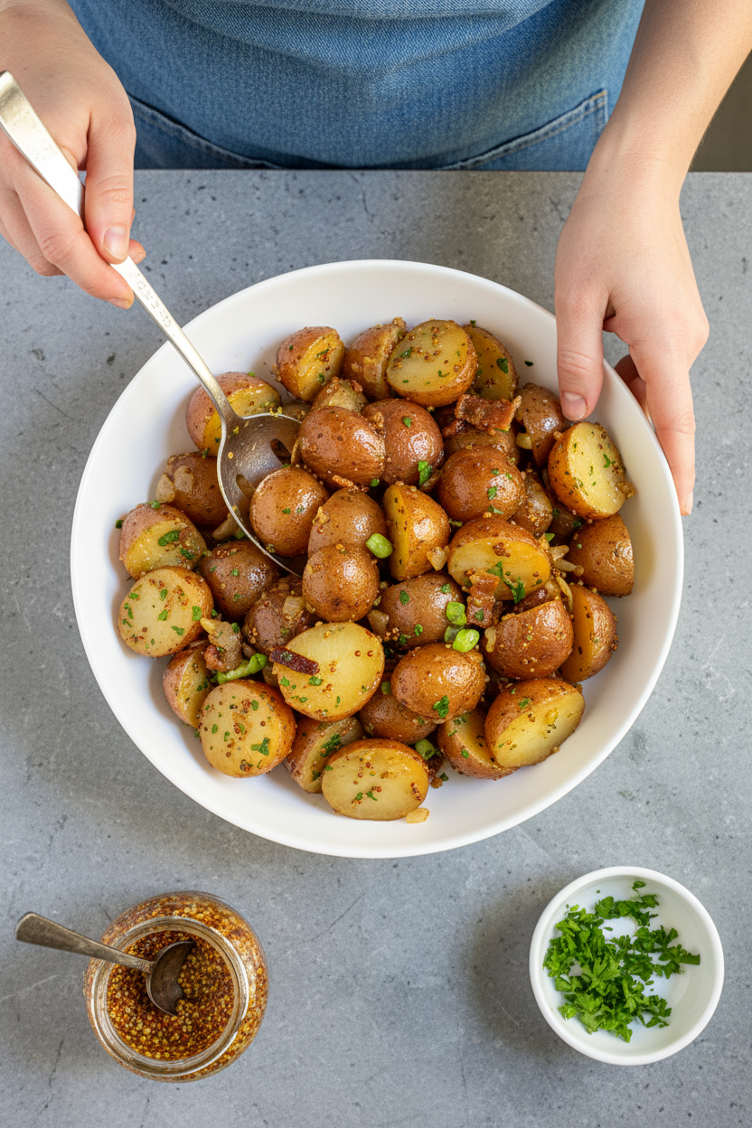 Warm German Potato Salad with Bacon - The Schmidty Wife