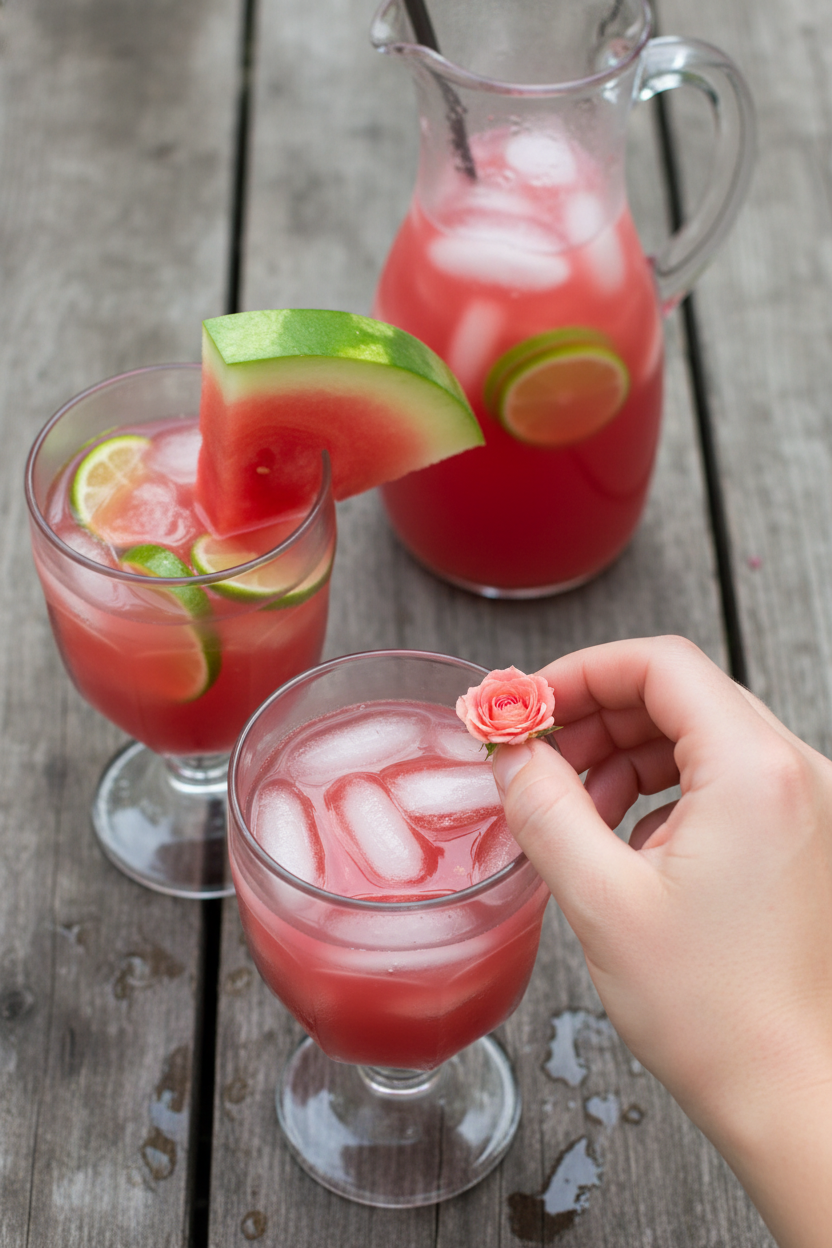 Watermelon Aqua Fresca with Rose Water