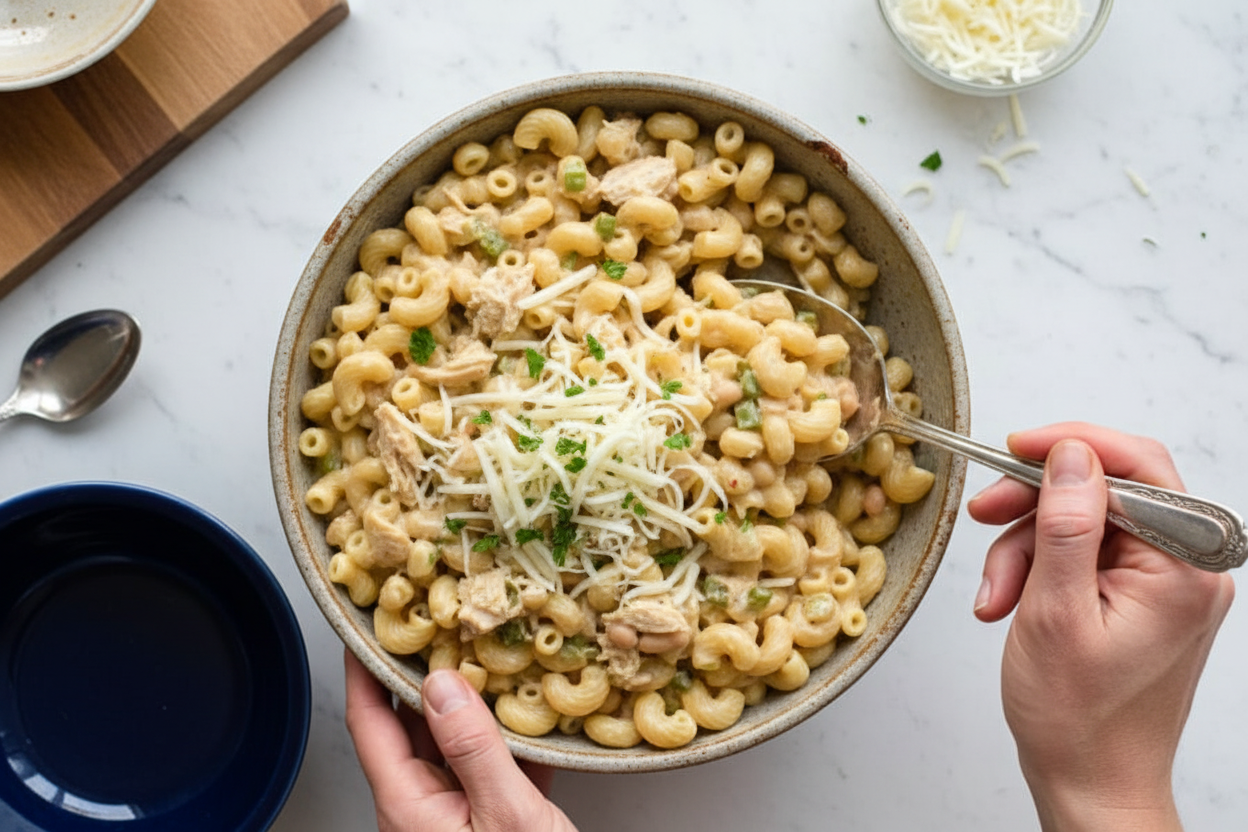White Chicken Chili Mac & Cheese - The Schmidty Wife
