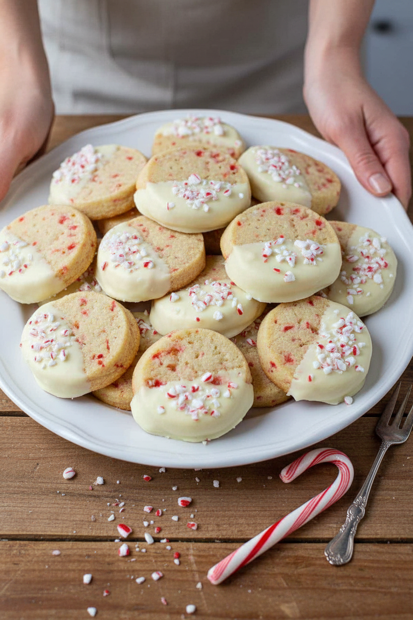White Chocolate Dipped Peppermint Cookies - The Schmidty Wife