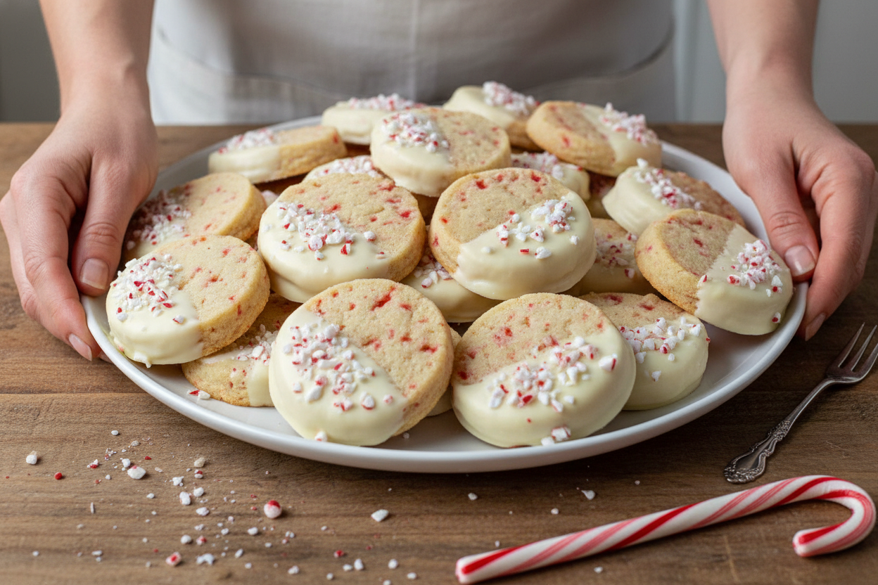 White Chocolate Dipped Peppermint Cookies Recipe