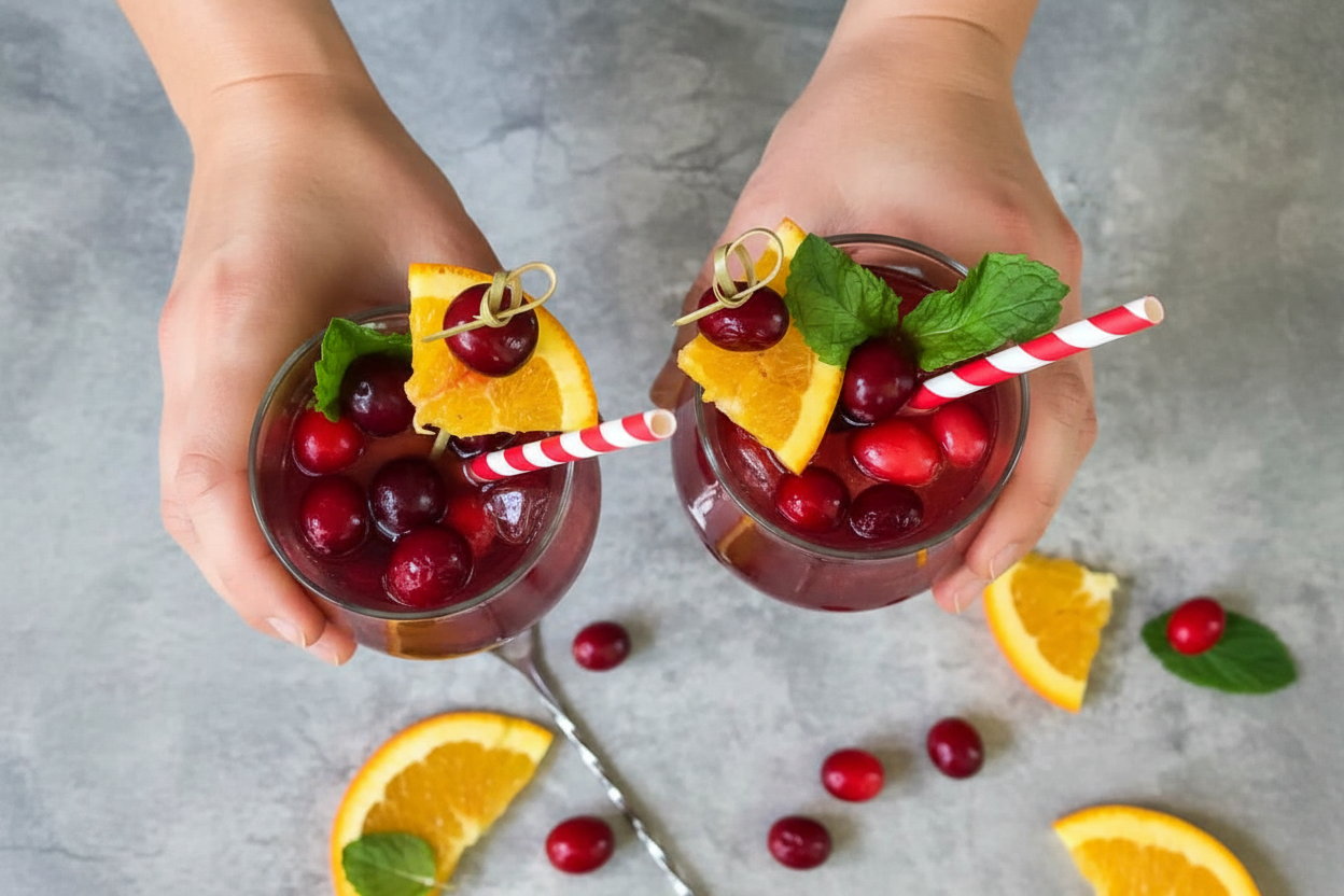 Cranberry Raspberry Sparkling Spinner Cocktails