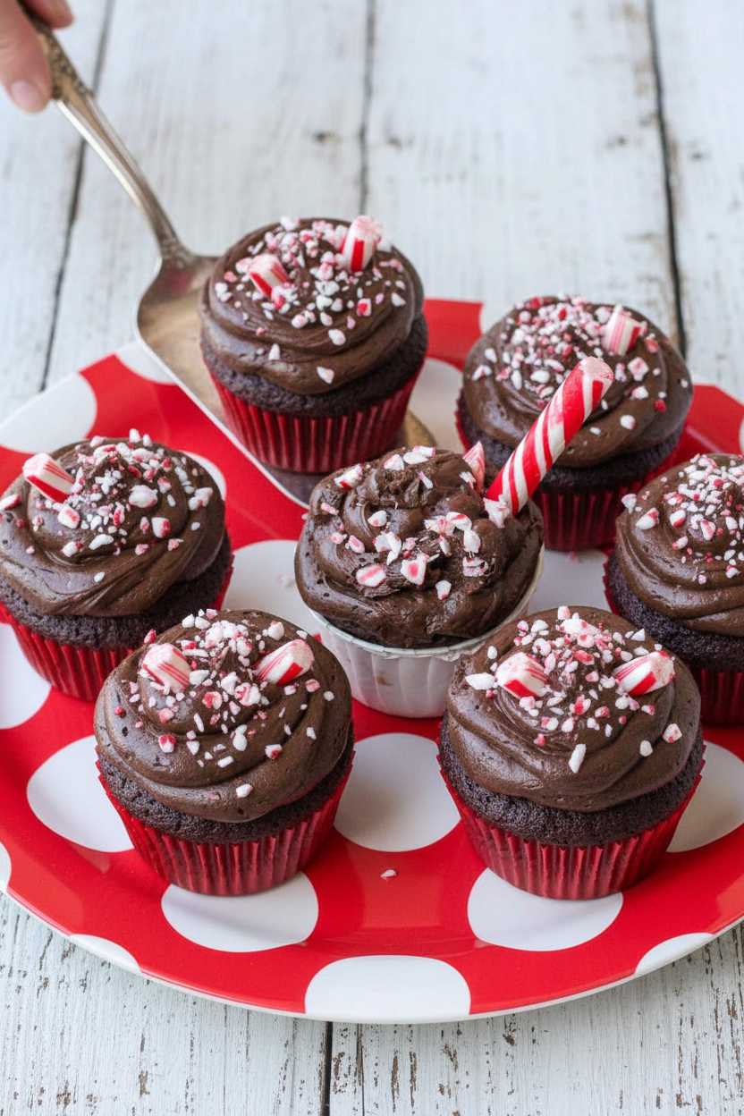 Dark Chocolate Peppermint Cupcakes
