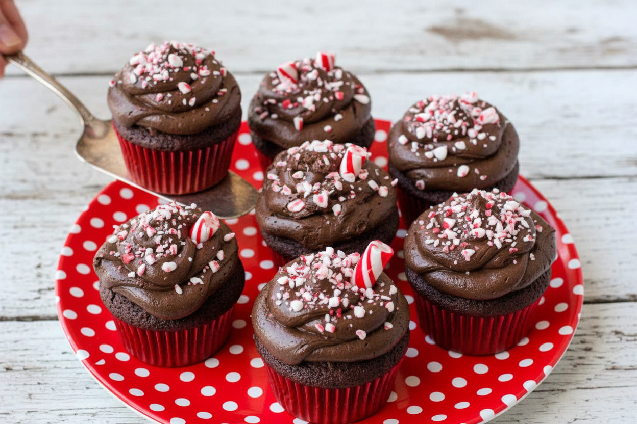 Dark Chocolate Peppermint Cupcakes