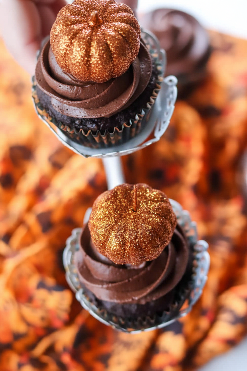 Double Chocolate Pumpkin Cupcakes