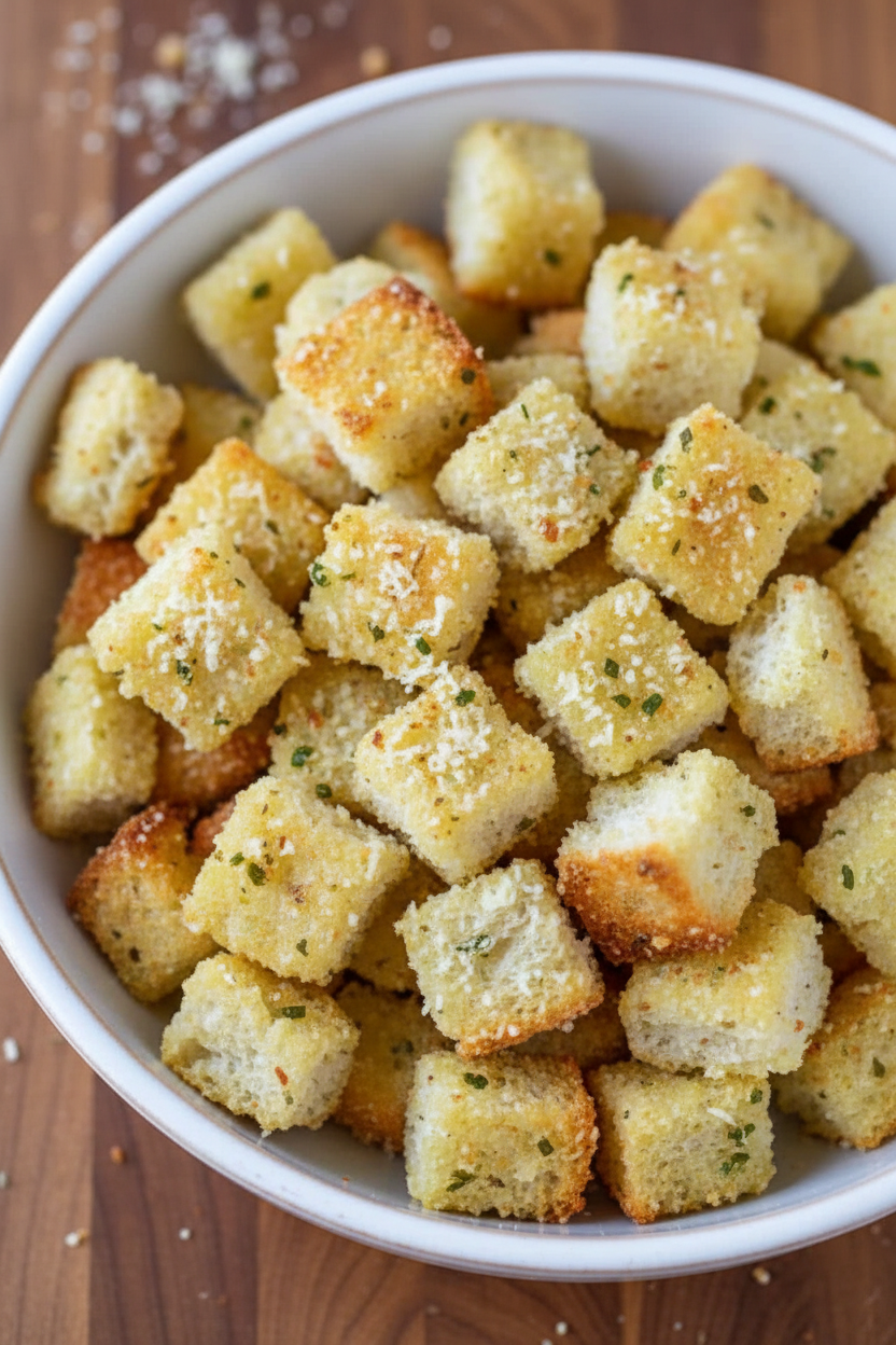 Easy Homemade Parmesan Garlic Croutons