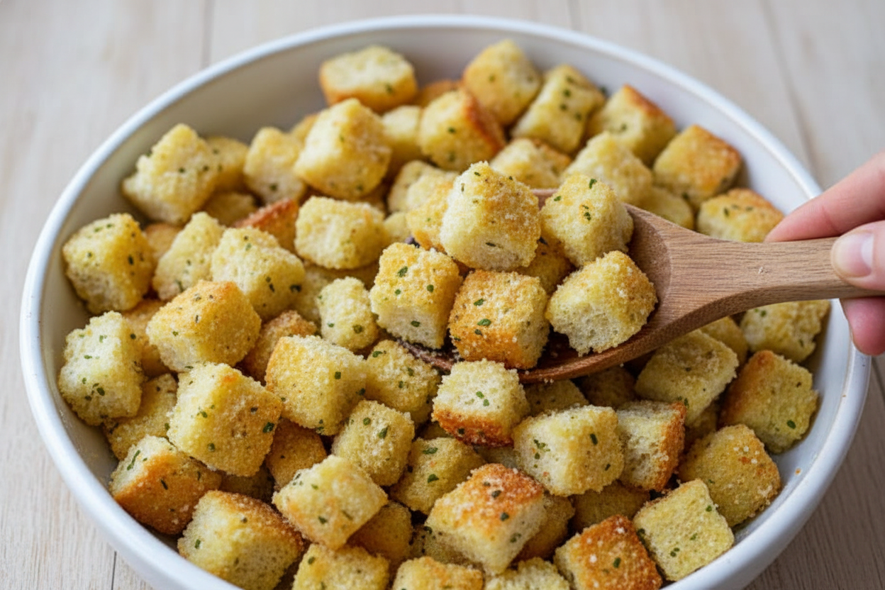 Easy Homemade Parmesan Garlic Croutons
