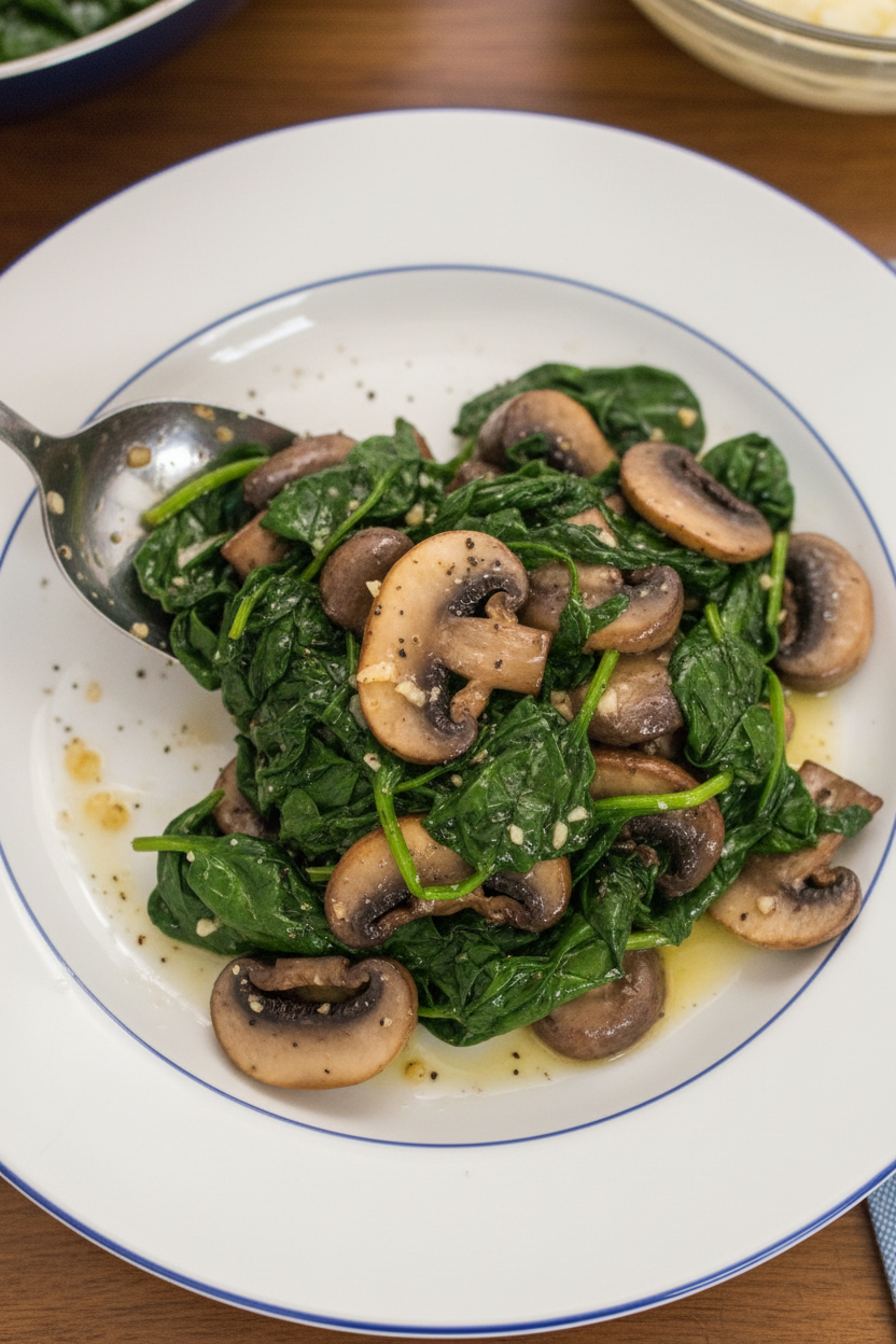 Garlic Butter Spinach and Mushrooms