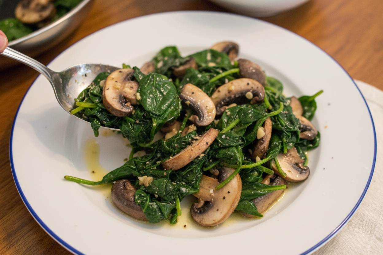 Garlic Butter Spinach and Mushrooms
