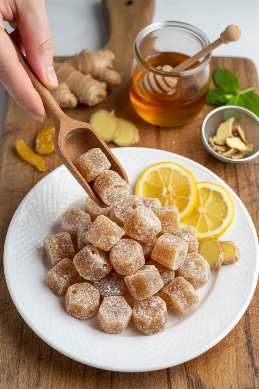 Homemade Honey Lemon Ginger Throat Drops 