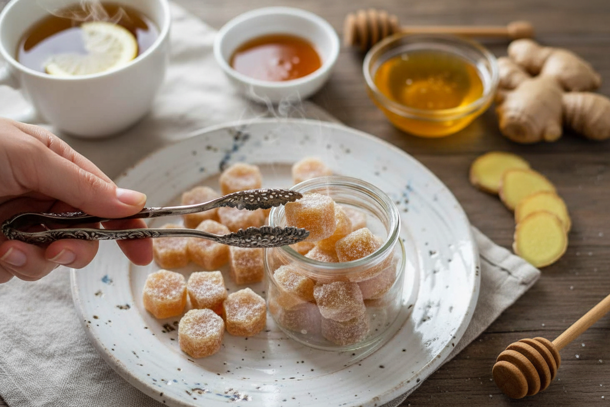 Homemade Honey Lemon Ginger Throat Drops 