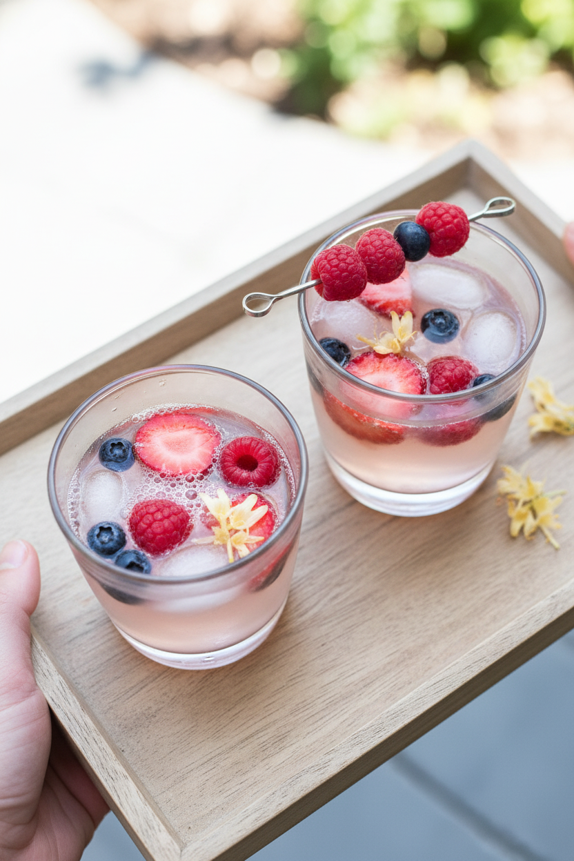 Honeysuckle Berry Vodka Spritzer - A Summer Cocktail  