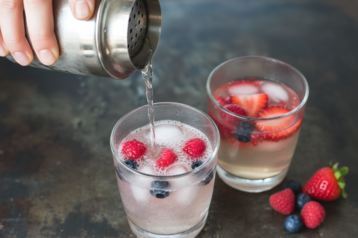 Honeysuckle Berry Vodka Spritzer - A Summer Cocktail  