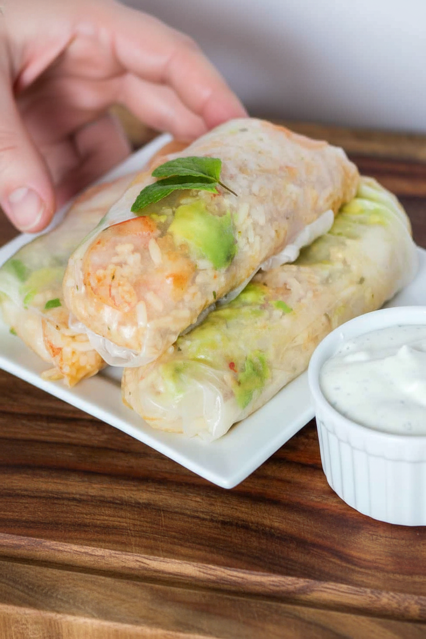 Shrimp Scampi Spring Rolls