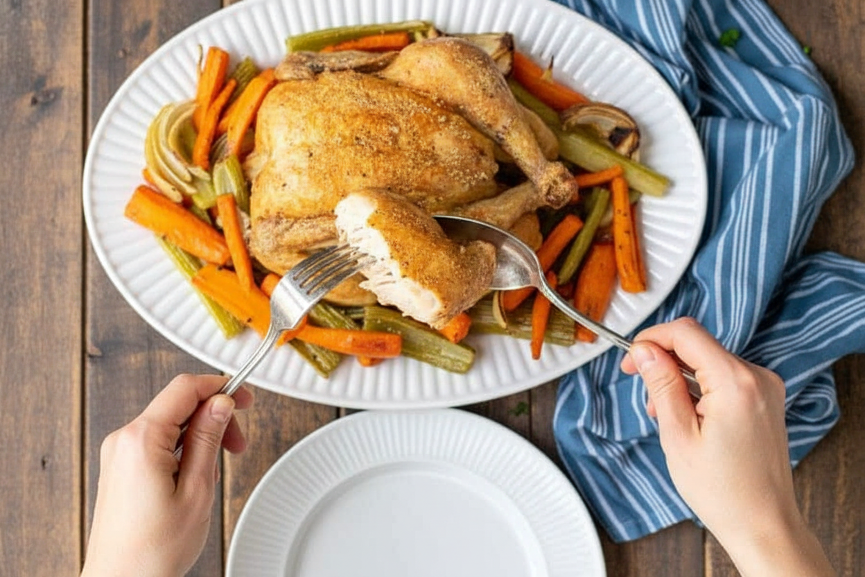 Simple Whole Roast Chicken with Vegetables - The Schmidty Wife