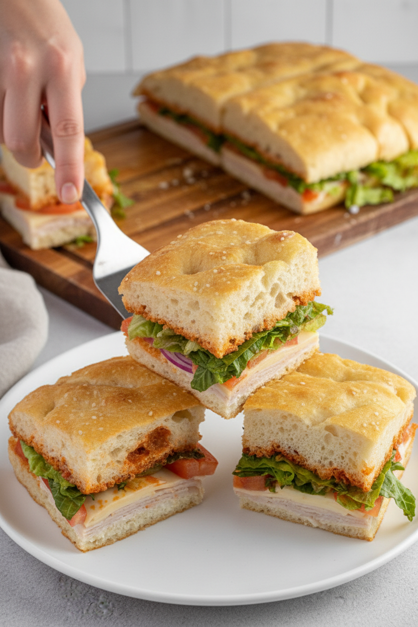 Sun-Dried Tomato Pesto Turkey Focaccia Sandwich - The Schmidty Wife