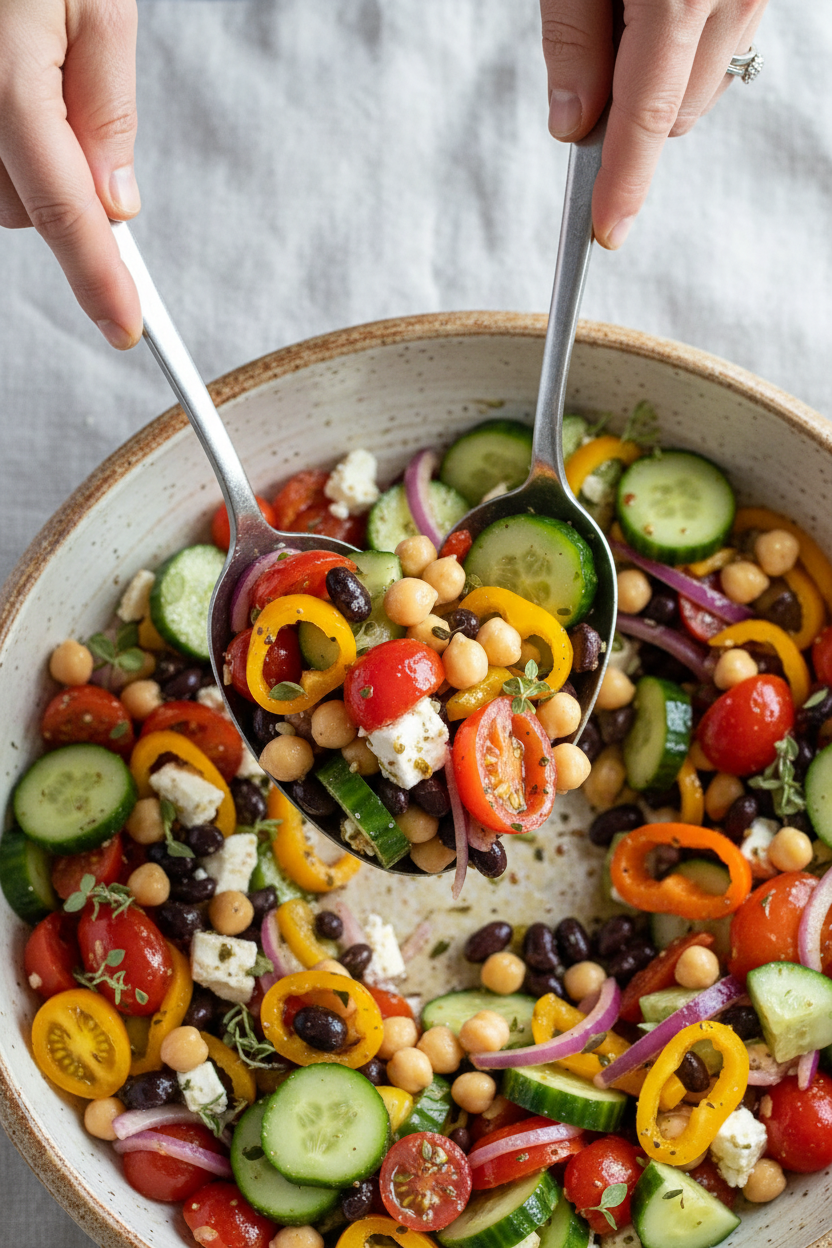 Two Bean Mediterranean Salad - The Schmidty Wife