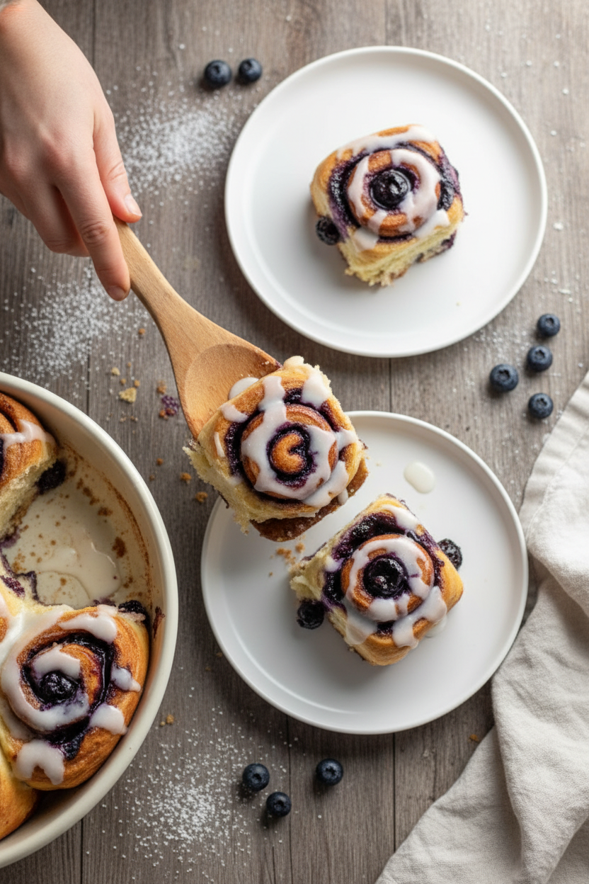 Blueberry Cinnamon Rolls with Blueberry Glaze