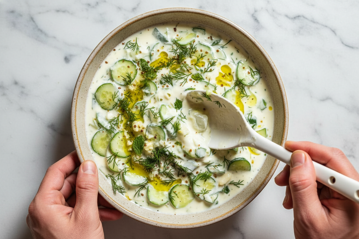 Refreshing Turkish Cacik Yogurt Cucumber Dip