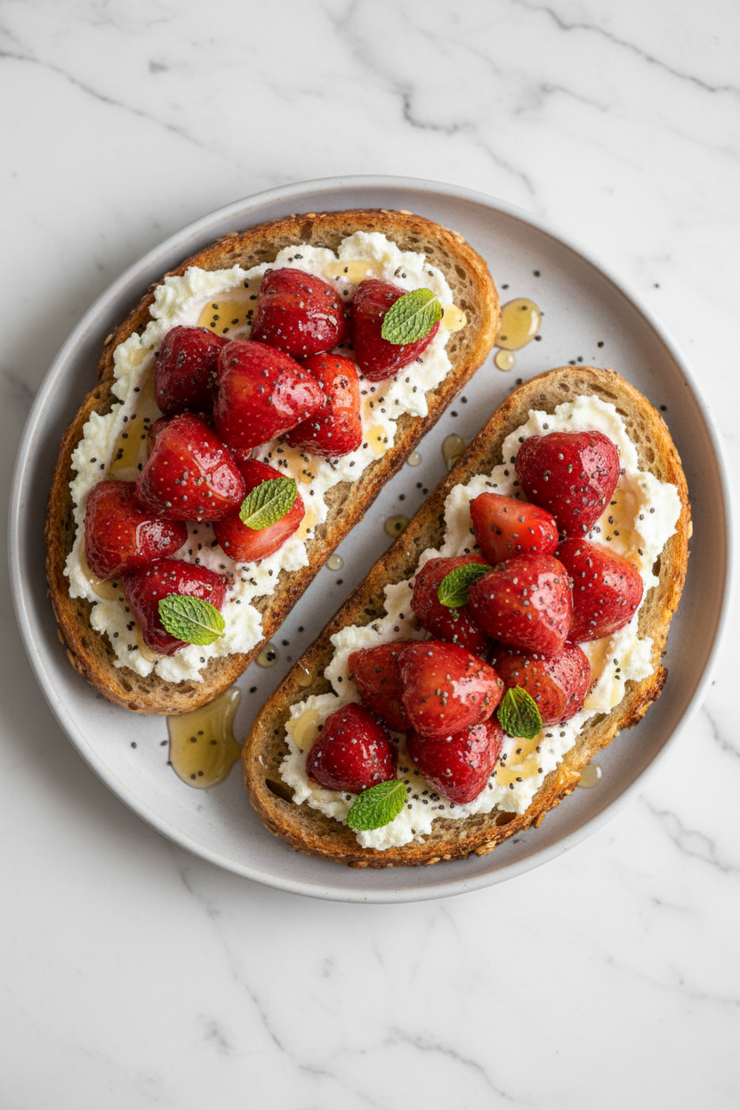 Roasted Strawberry Whipped Ricotta Toast Recipe