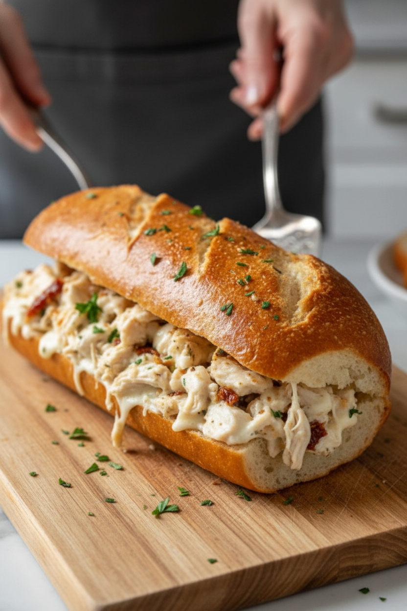 Cheesy Chicken Garlic Bread Sandwich Recipe