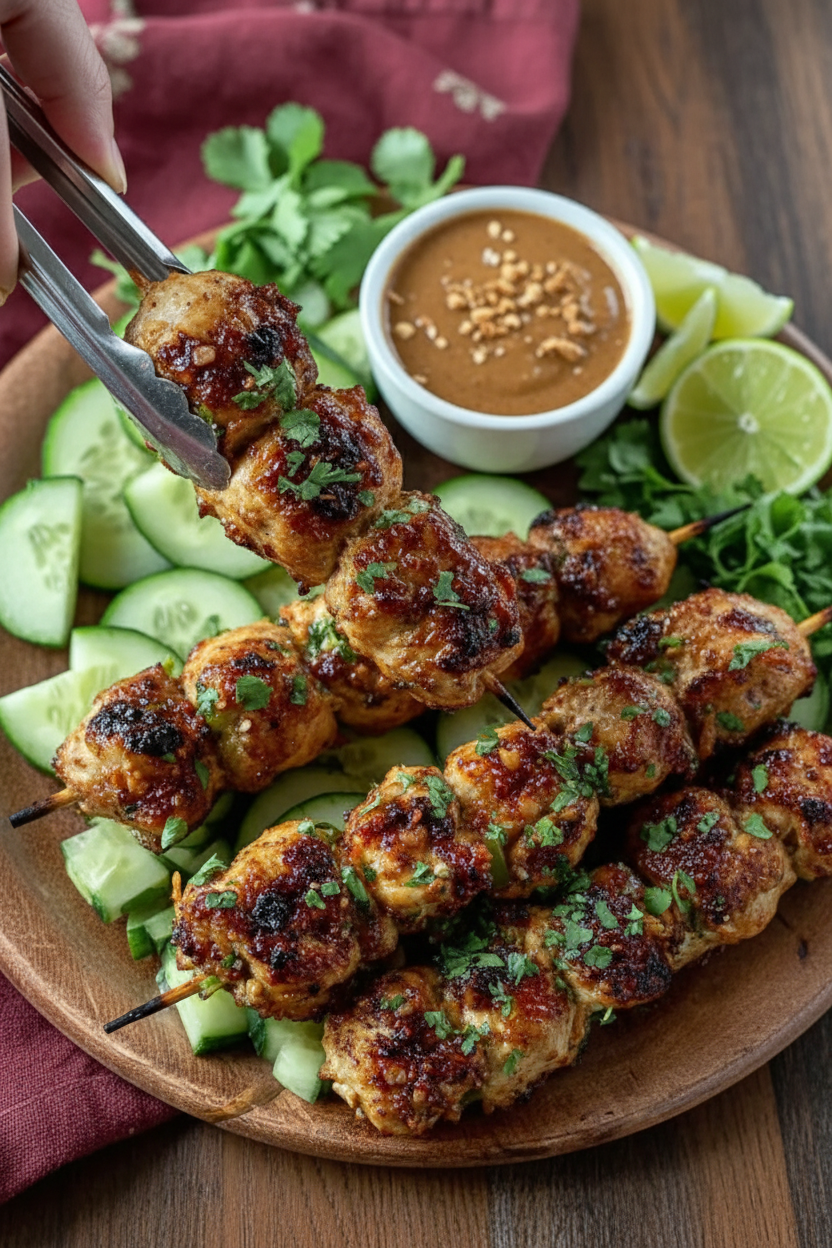 Easy Homemade Thai Satay Skewers with Peanut Sauce