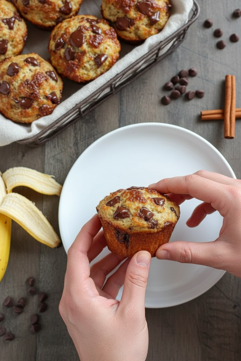 Easy Tender Chocolate Chip Banana Bread Muffins Recipe