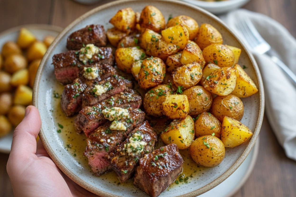 Garlic Butter Steak Bites and Potatoes Recipe