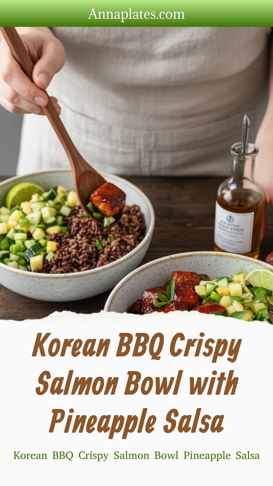 Korean BBQ Crispy Salmon Bowl Pineapple Salsa