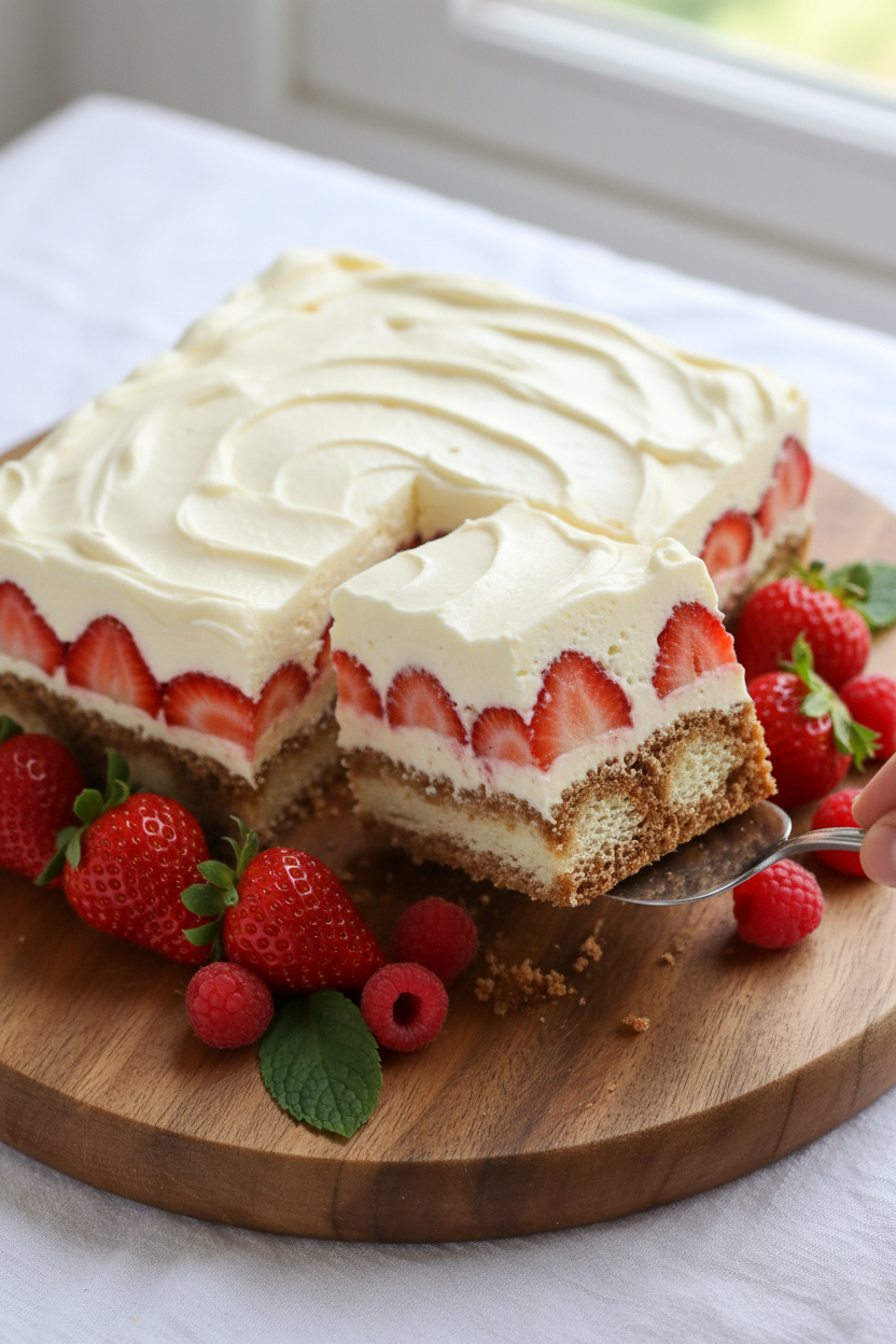 No Bake Strawberry Tiramisu Summer Delight