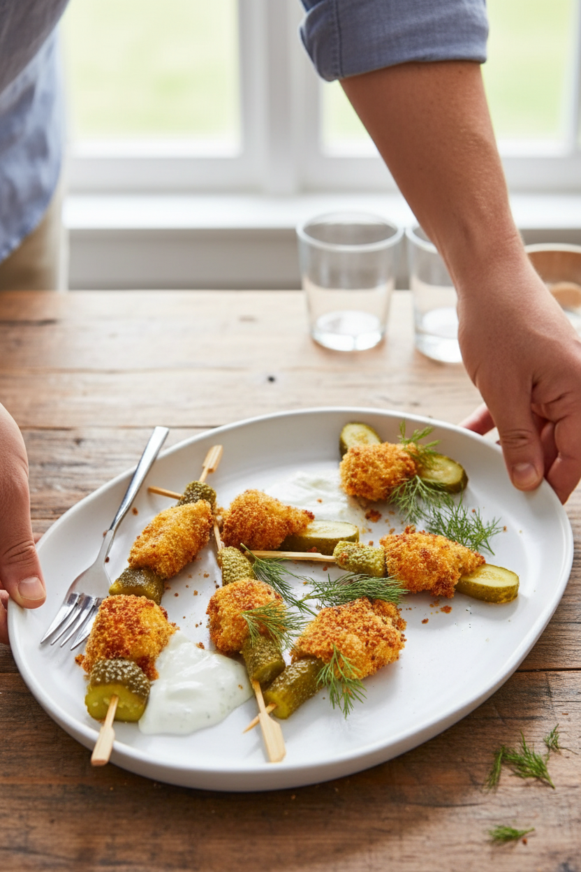 Pickle Popcorn Chicken Skewers Recipe