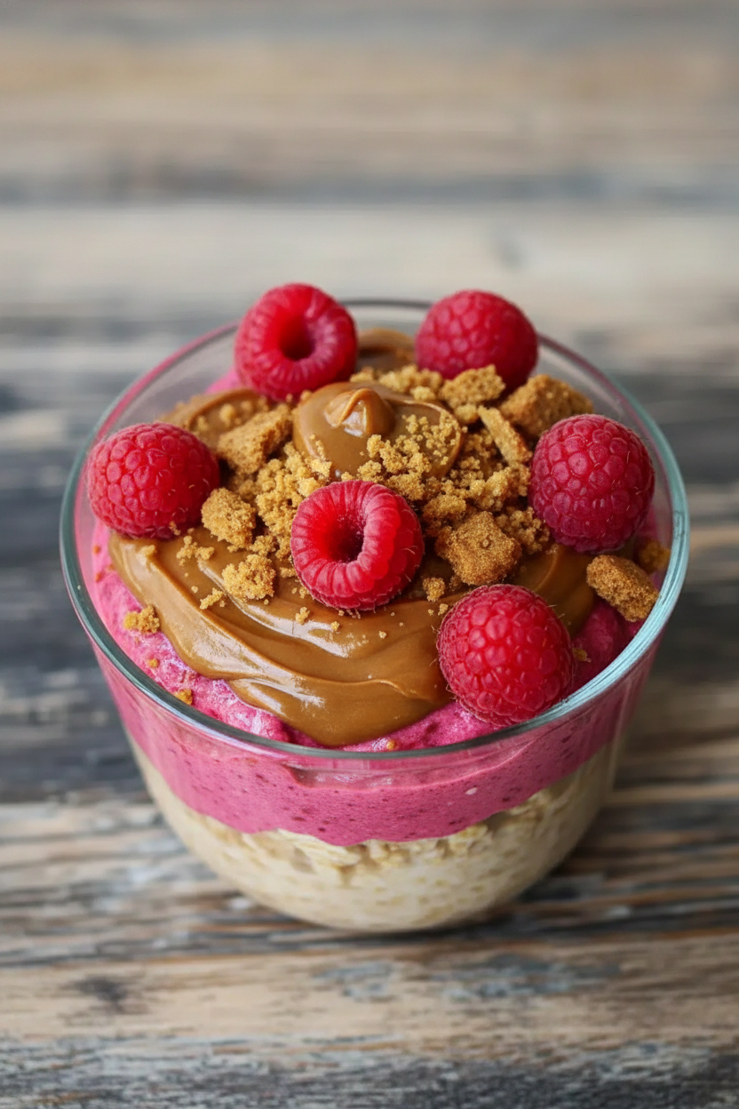 Raspberry Biscoff Overnight Oats Dreamy Breakfast