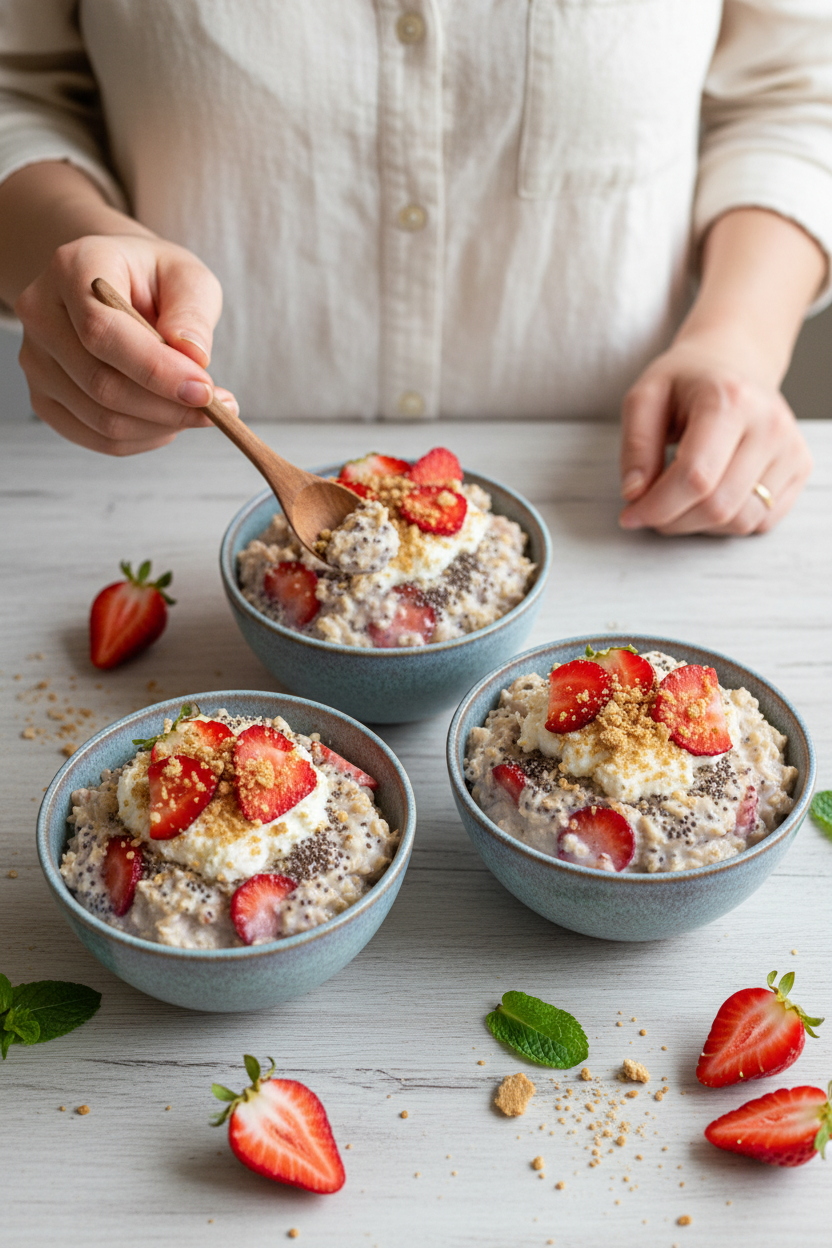Strawberry Cheesecake Overnight Oats Recipe