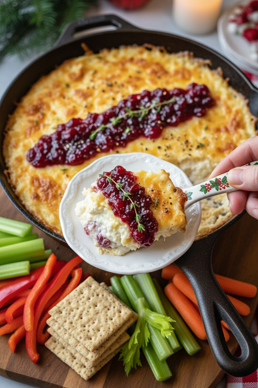 Warm Cranberry White Cheddar Holiday Dip